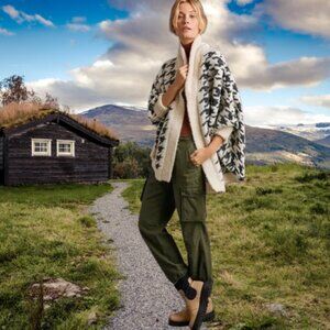 Maeve Black & White Chunky Knit Cardigan